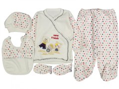 Set 5 piese haine bebe Super Friends alb-navy 56