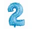 Palloncino in foil, numero 2, blu con stelline, 79 x 49 cm