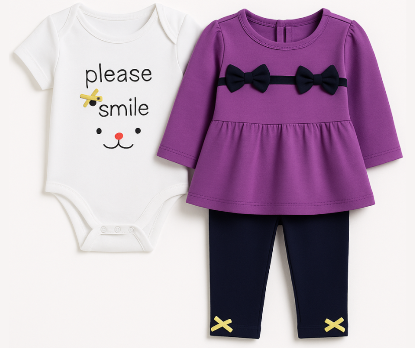 Set 3 pezzi per bambina Fiocchi