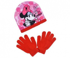 Căciulă și mănuși Minnie Mouse roșu 52