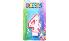 Candela di compleanno numero 4, rosso, 4 x 6 cm