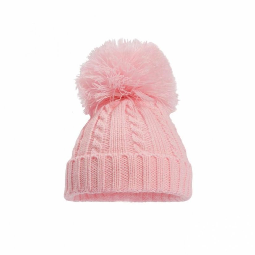Dětská čepice s bambulí Baby Pink