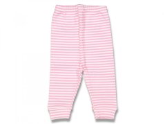 Pantaloni bebe dungati alb-roz