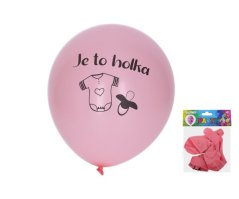 Balónky růžové, Je to holka, 30 cm – sada 5 ks