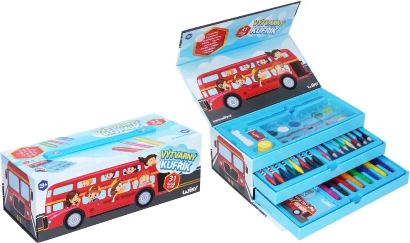 Kufřík výtvarných potřeb Autobus 31 ks