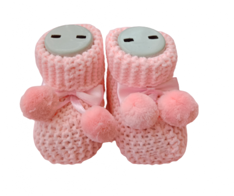 Botosei roz cu pompom pentru bebelusi