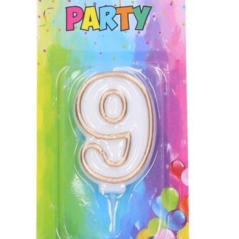 Sviečka narodeninová číslica 9, zlatá, 4 x 6 cm