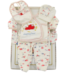 5 piese Set maternitate pentru bebelusi alb-rosu Sleeping Bear 56