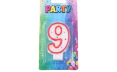 Sviečka narodeninová číslica 9, červená, 4 x 6 cm