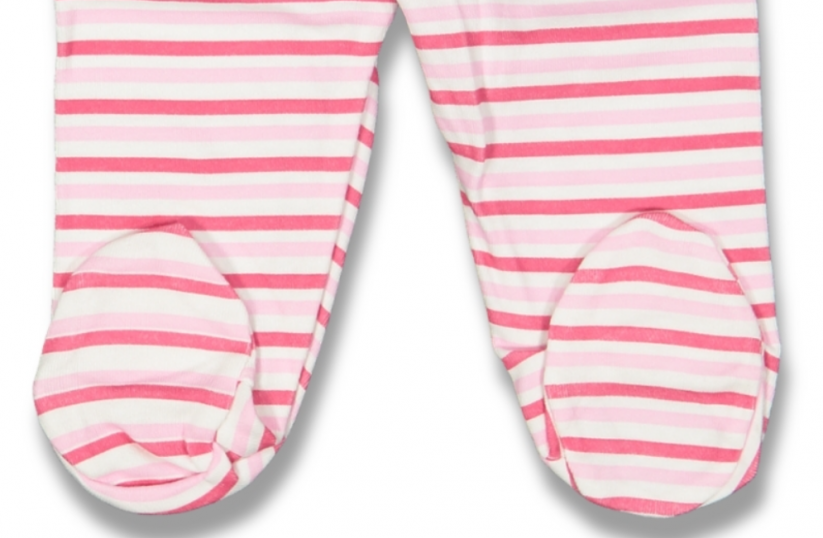 Pantaloni cu botoșei bebeluși dungați  | roz