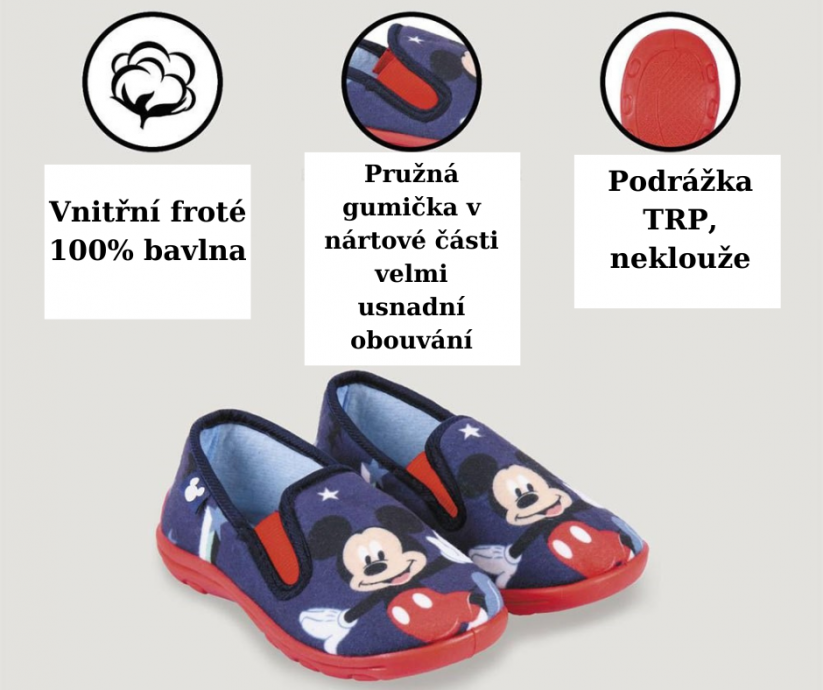 Chlapčenské papuče Mickey