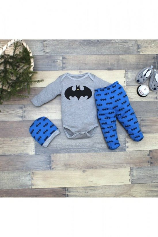Set 3 pezzi per neonati-body-pantaloni con stivaletti-cappellino Batman