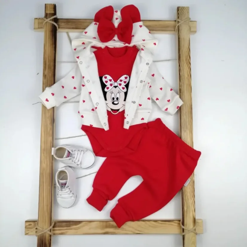 Completo per bambina – body, felpa con cappuccio e pantaloni Minnie