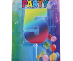 Svíčka narozeninová číslo 5, duhová, 4 x 6 cm