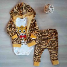Set di 3 pezzi per bambini felpa, pantaloni, body Tigre