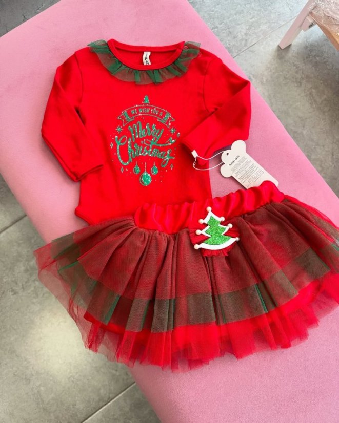 2 piese set de Crăciun body+fustă Baby - Mărime: 80/86