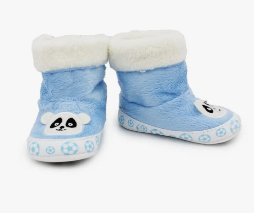 Teplé dojčenské capáčky Panda modré - Veľkosť: 19