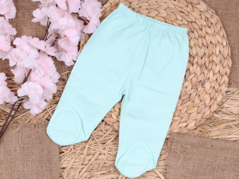Pantaloni con piedini per neonati cottone | menta