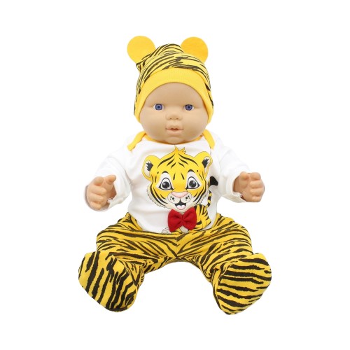 3-dílná bavlněná kojenecká souprava body polodupačky a čepička Tygr