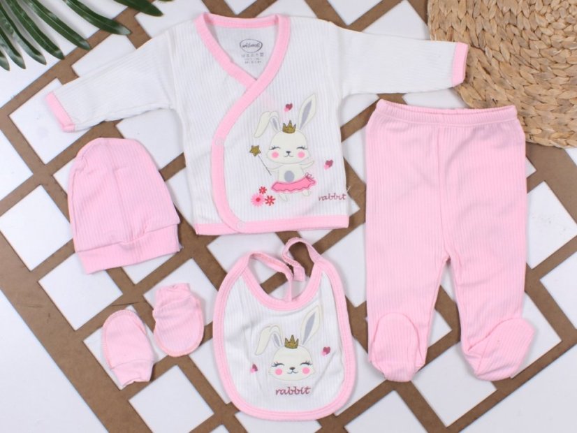 5 dílná souprava Bunny růžová 56/62