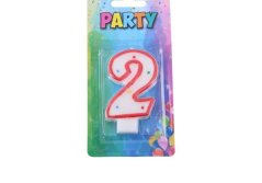 Candela di compleanno numero 2, rosso, 4 x 6 cm