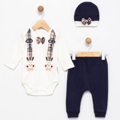 Rabbit set de 3 piese – body, pantaloni și căciuliță