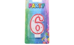 Sviečka narodeninová číslica 6, červená, 4 x 6 cm