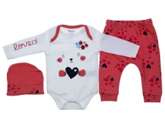3-dílná souprava pro miminko body, tepláky, čepice Loved