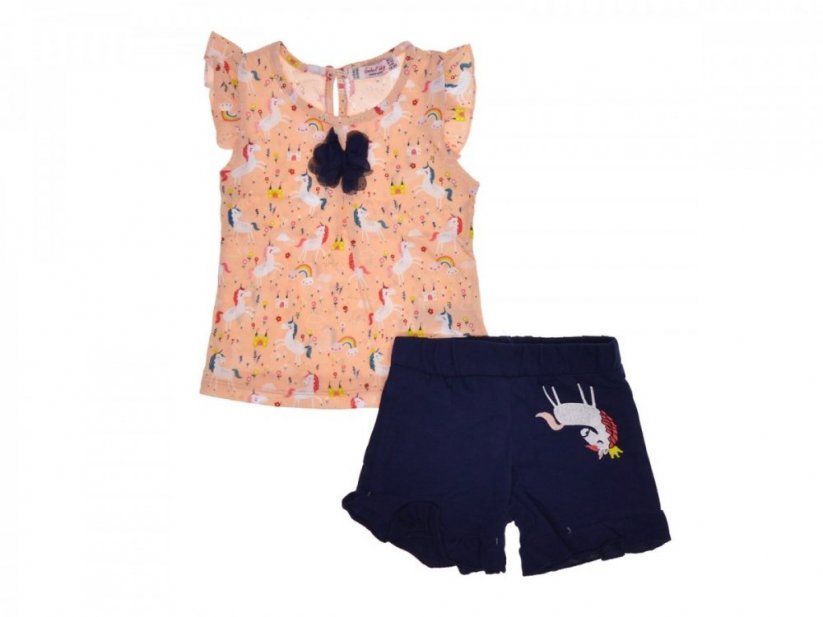 Dívčí letní set - souprava tričko a kraťasy Jednorožec