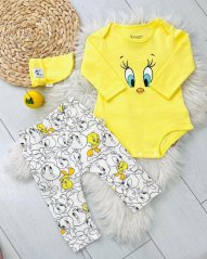 Set haine pentru bebe body, pantaloni, căciulă Tweety