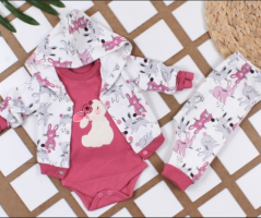 3-dílná dětská souprava mikina, tepláky, body Rabbit
