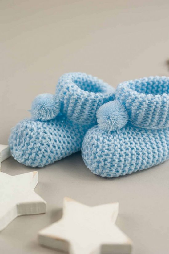 Botosei cu pompom pentru bebelusi bleu