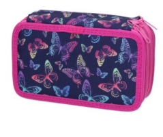Třípatrový penál s výbavou Motýlci