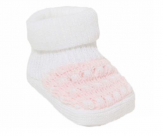 Scarpine per neonato con motivo bianco-rosa