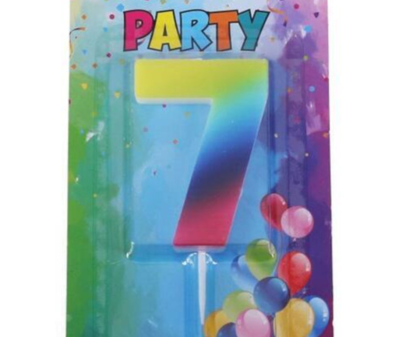 Candela di compleanno numero 7, multicolore, 4 x 6 cm