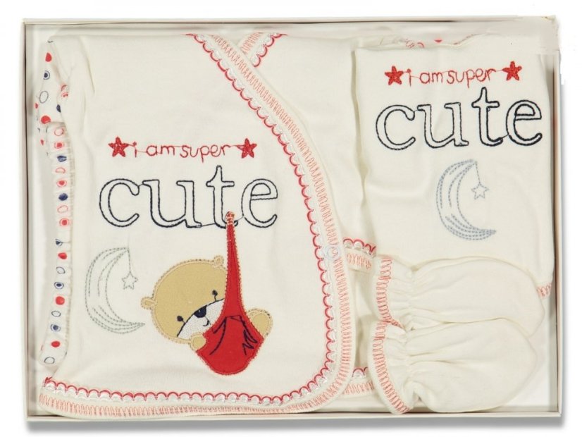 5 dílná souprava do porodnice Cute bíločervená 56