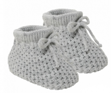 Dojčenské pletené capáčky s mašličkou šedej