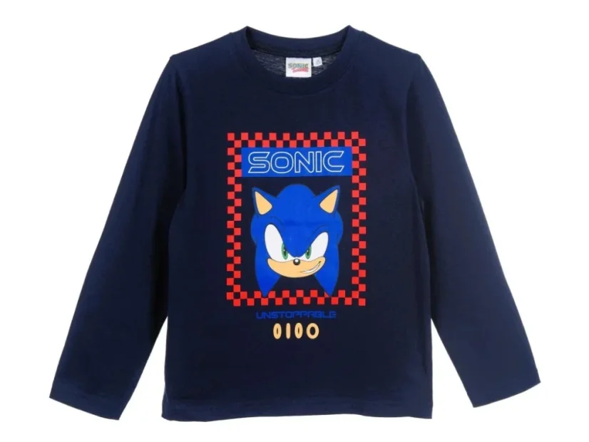 SONIC dětské tričko dlouhý rukáv tmavě modré