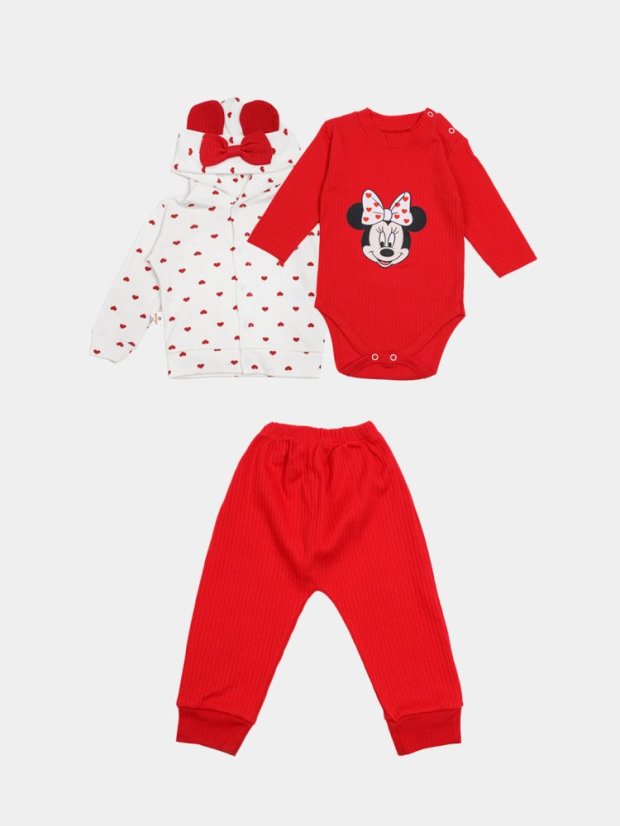 Completo per bambina – body, felpa con cappuccio e pantaloni Minnie