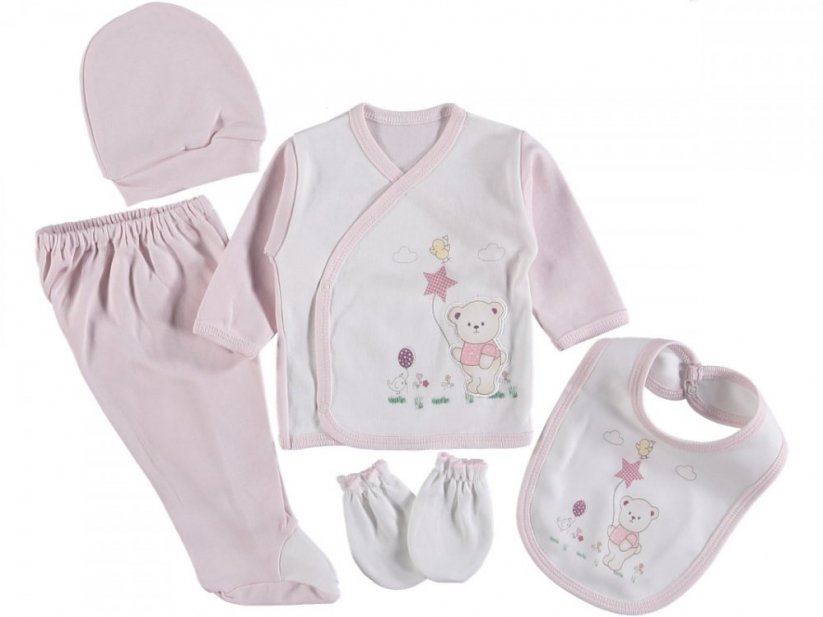 5 piese set haine pentru bebelusi Bear Star roz 56
