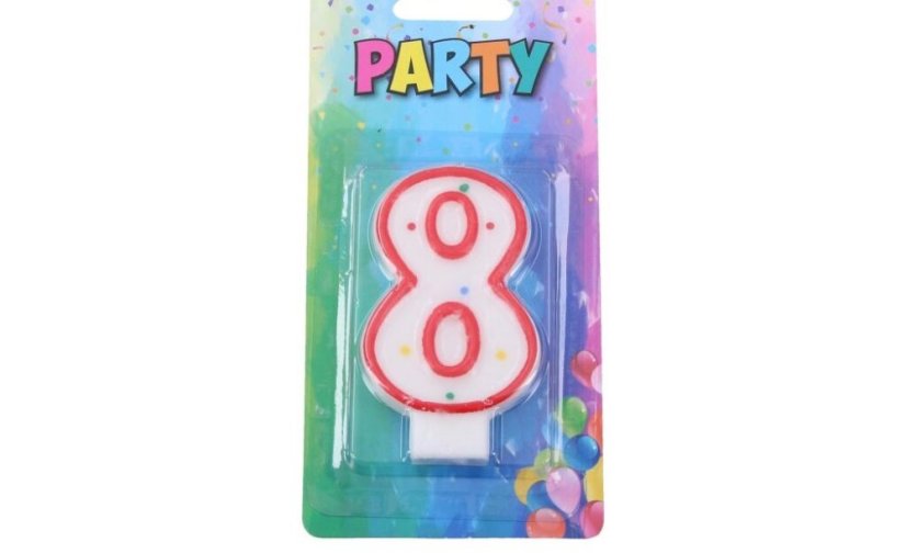 Candela di compleanno numero 8, rosso, 4 x 6 cm