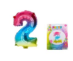 Balónek foliový, číslo 2, duhový, 40 cm