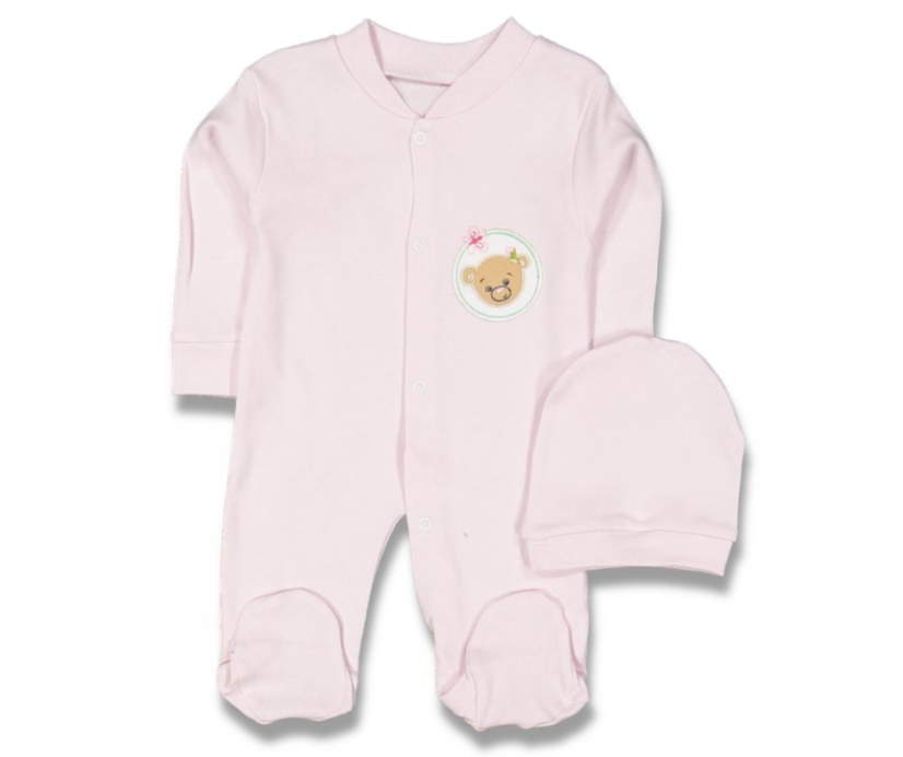 Tutina con cappello per neonata rosa 68