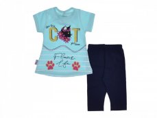 Dívčí letní set - souprava tričko a tříčtvrteční legíny Kočička