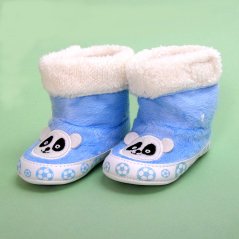 Papuci căldurosi pentru bebelusi Panda bleu