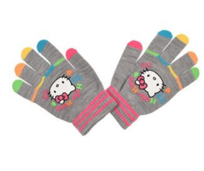 Dievčenské rukavice šedé Hello Kitty