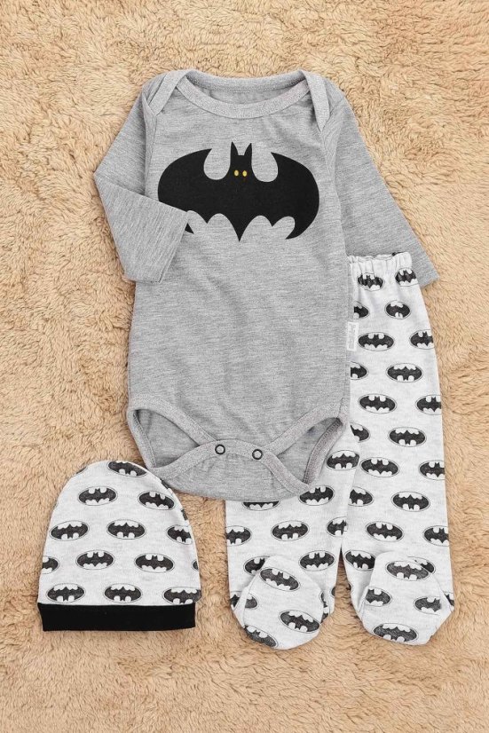 3-dielna dojčenská súprava body polodupačky a čiapočka Batman