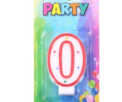 Candela di compleanno numero 0, rosso, 4 x 6 cm