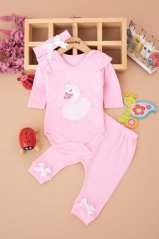 Completo bimba 3 pezzi Swan – body, pantaloni e fascetta