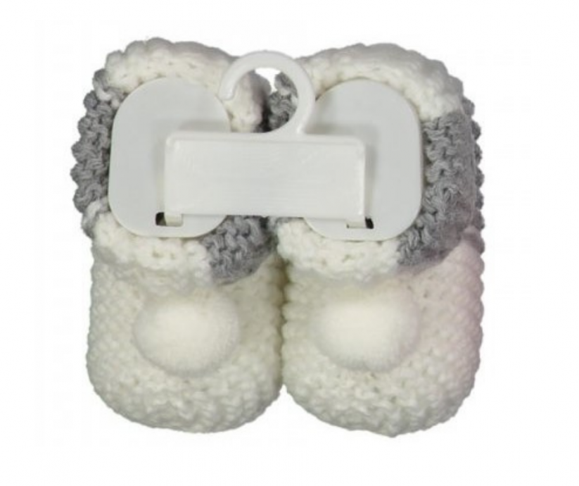 Scarpine in maglia con pompon per neonato bianco